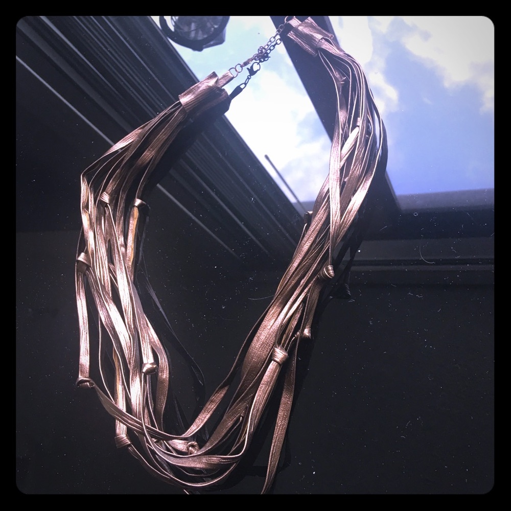 Knotted Pleather Statement Necklace - image 1